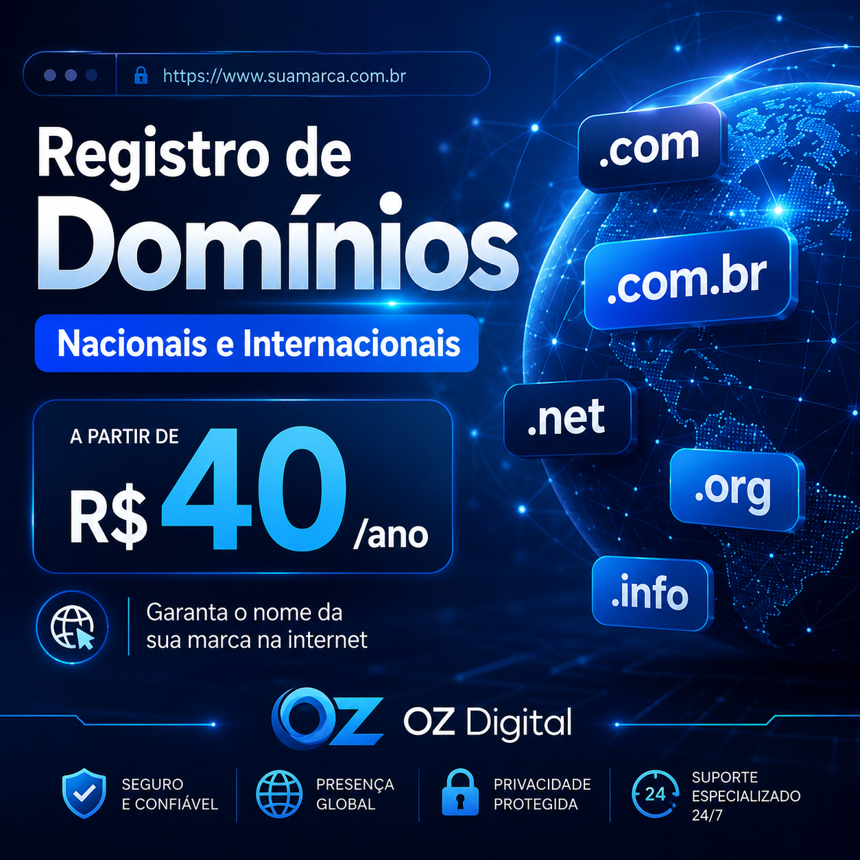 Registro de Domínios Nacionais e Internacionais