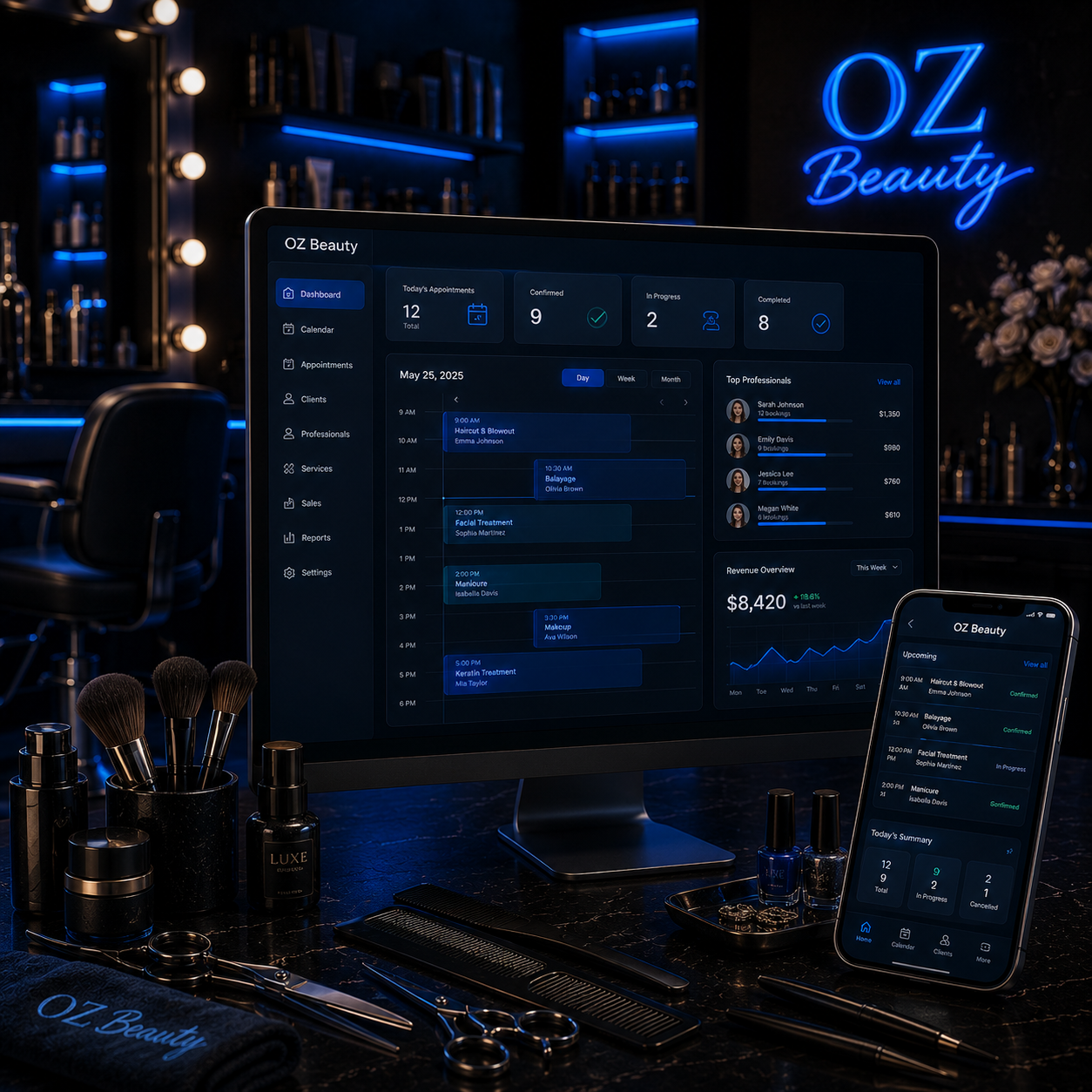 OZ Beauty — Sistema para Salões de Beleza.
